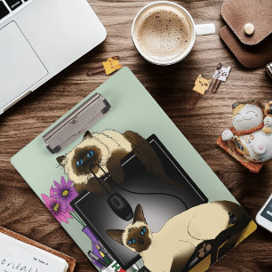 Carpeta De Pinza Gatos de escritorio de oficina siameses divertida 