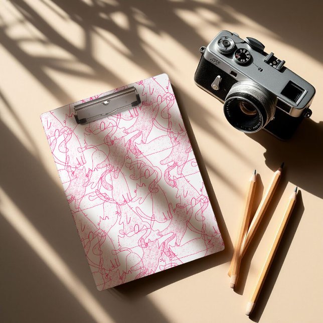 Carpeta De Pinza Gatos de garabato rosa intenso: patrón moderno y l (Subido por el creador)