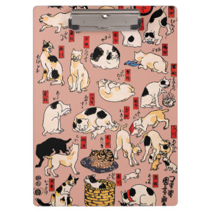 Carpeta De Pinza gatos japoneses Ukiyo-e Funny kitty
