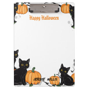 Carpeta De Pinza Gatos negros y calabaza Feliz Halloween