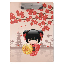 Carpeta De Pinza Geisha Beige Japonesa de Geisha Kokeshi