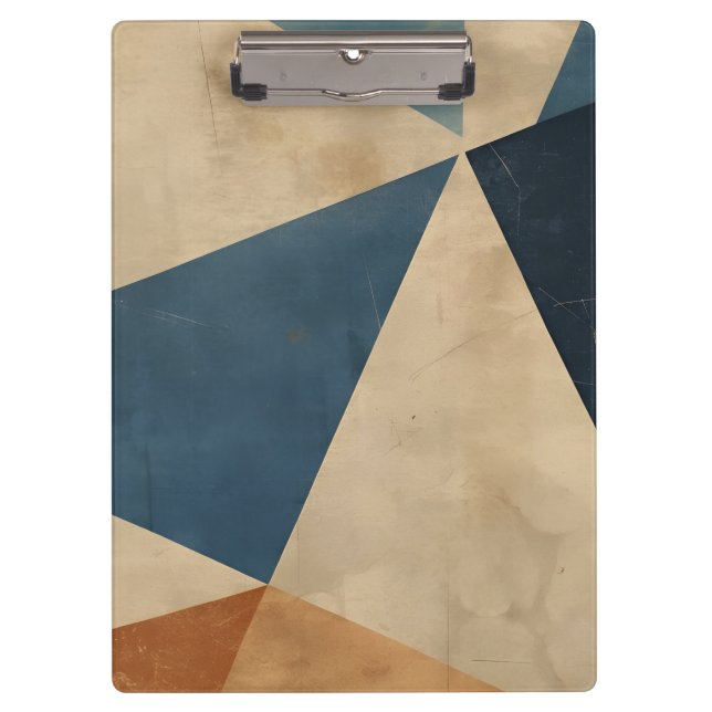 Carpeta De Pinza Geometric Pattern in Blues, Tans, and Rust (Anverso)