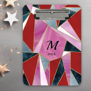 Carpeta De Pinza geométrico abstracto de color gris rosado de moda