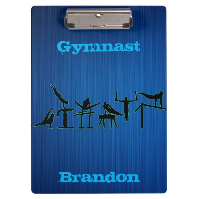 Carpeta De Pinza Gimnasia Niños Azul Personalizado (Anverso)
