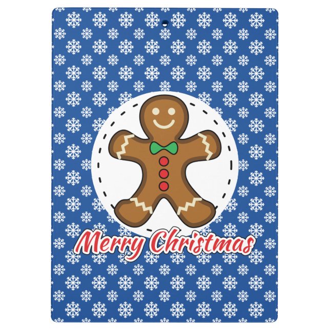 Carpeta De Pinza Gingerbread - Blue Snowflakes Pattern - Merry Xmas (Reverso)