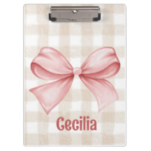 Gingham beige y rosa con arco acuarela