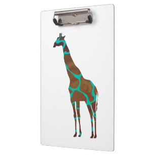 Carpeta De Pinza Giraffe Brown y la impresión Verde azulada
