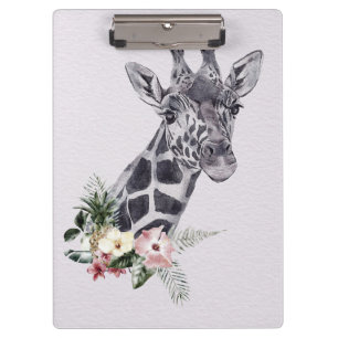 Carpeta De Pinza Giraffe Lover Girafa Animal Con Flor