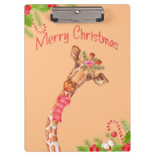 Carpeta De Pinza Giraffe Lover Girafes África Feliz Navidad