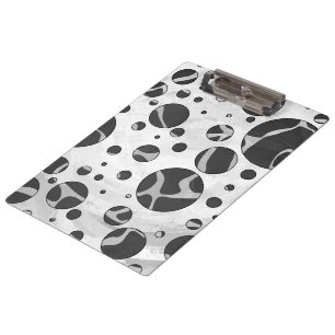 Carpeta De Pinza Giraffe Polka Dot Black and Light Gray Print
