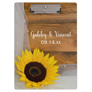 Carpeta De Pinza Girasol rústico y boda nupcial del país del velo
