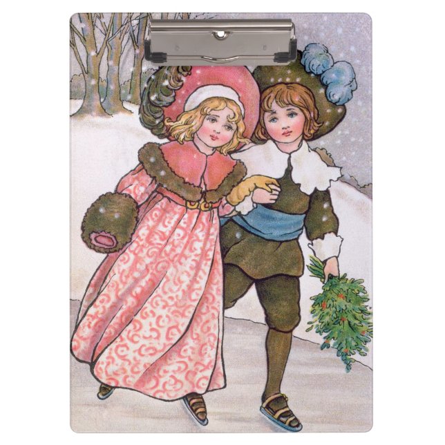 Carpeta De Pinza Girl and boy ice skating - Florence Hardy (Anverso)