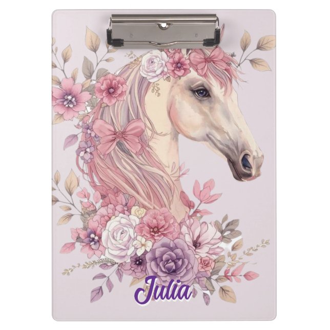 Carpeta De Pinza Girls Pretty Ponies Pastel Floral Horse (Anverso)
