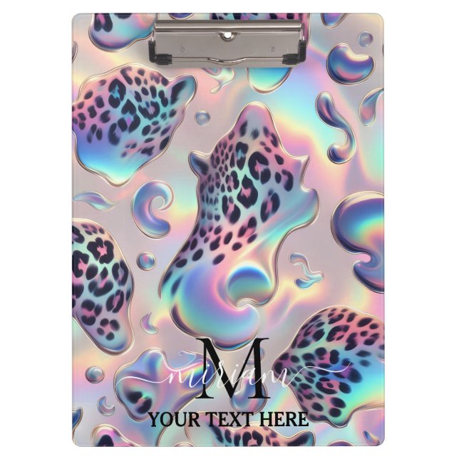 Carpeta De Pinza Girly Opal Leopard Print Office School (Anverso)