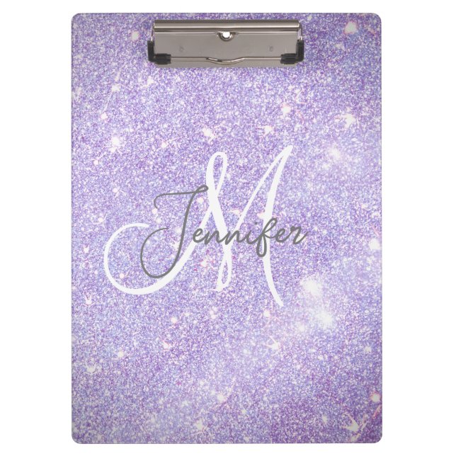Carpeta De Pinza Girly Periwinkle Blue Purpurina Rubor Monograma no (Anverso)