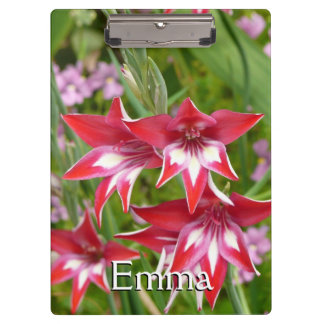 Carpeta De Pinza Gladiolas Rojo y Blanco Botánico