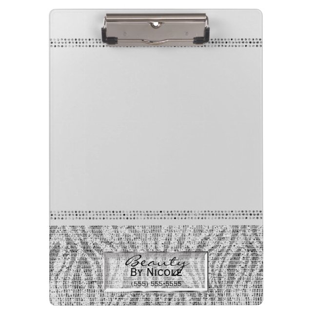 Carpeta De Pinza Glam de granito Purpurina de cebra blanca personal (Anverso)