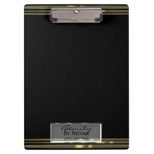 Carpeta De Pinza Glam de Moda elegante de banda de oro negro person