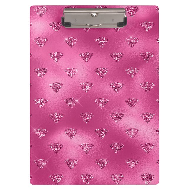 Carpeta De Pinza Glam Sparkly Diamontes rosa brillante (Anverso)
