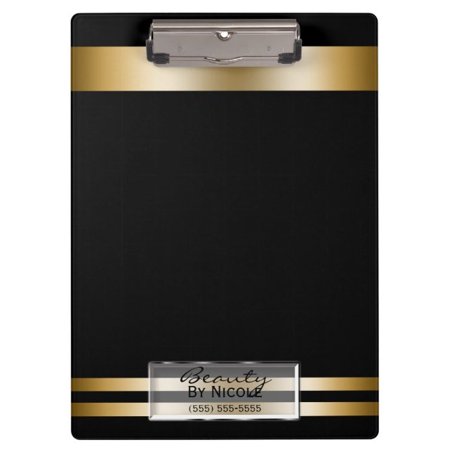 Carpeta De Pinza Glamour de oro negro mate elegante Glam personaliz (Anverso)