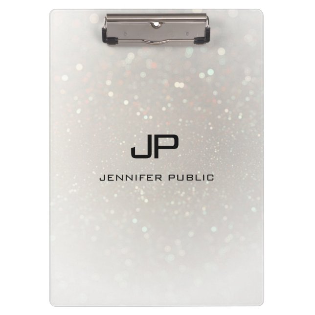 Carpeta De Pinza Glamour personalizado Moderno Monogramado Elegante (Anverso)