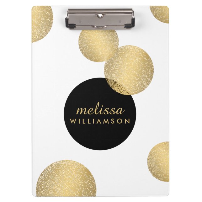 Carpeta De Pinza Glamour y belleza negras y doradas personalizadas (Anverso)