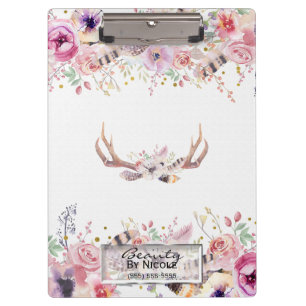 Carpeta De Pinza Globo Rústico Boho Cuernos Floral Personalizado