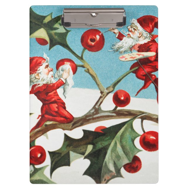 Carpeta De Pinza Gnomes painting holly berries in the snow (Anverso)