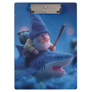 Carpeta De Pinza Gnomes singulares montando sobre los tiburones