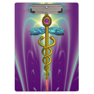 Carpeta De Pinza GOLDEN CADUCEUS SYMBOL MONOGRAM Púrpura Verde