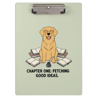 Carpeta De Pinza Golden Retriever Dog Academic Vibes Green Writing 