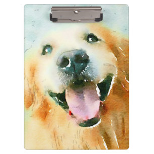 Carpeta De Pinza Golden retriever sonriente en acuarela