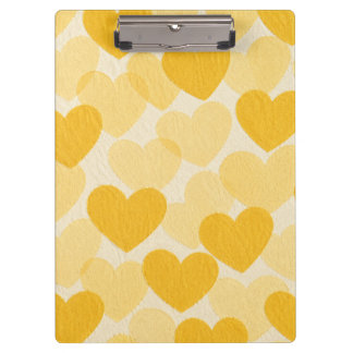 Carpeta De Pinza Golden Yellow Watercolor Hearts on Cream Textured