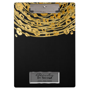 Carpeta De Pinza Goma de leopardo de oro negro personalizado