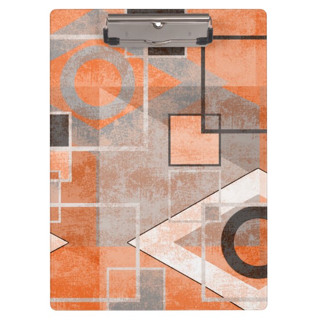 Carpeta De Pinza Goma gris naranja geométrico elegante (Anverso)
