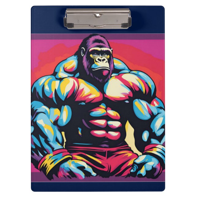 Carpeta De Pinza Gorilla Bodybuilder Lifter Pop Art Personalizado (Anverso)