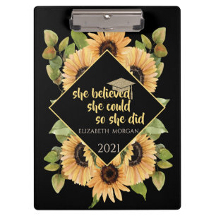 Carpeta De Pinza Gorra de Graduado Brillante de Girasoles