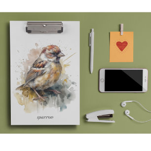 Carpeta De Pinza Gorrión acuarela rústico, personalizado
