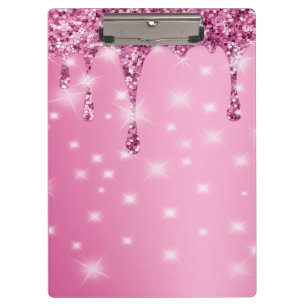 Carpeta De Pinza Goteo de brillo rosa caliente elegante