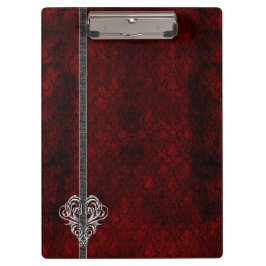 Carpeta De Pinza Gótico Red Damask Silver Heart