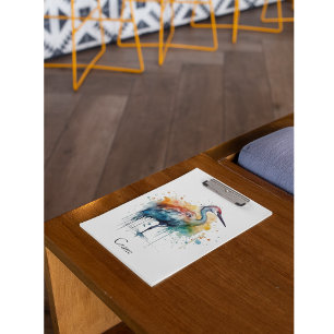 Carpeta De Pinza Graceful Crane: Arte acuarela, cusom