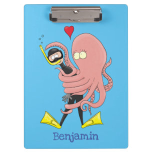 Carpeta De Pinza Gracioso pulpo abrazos buceo humor personalizado