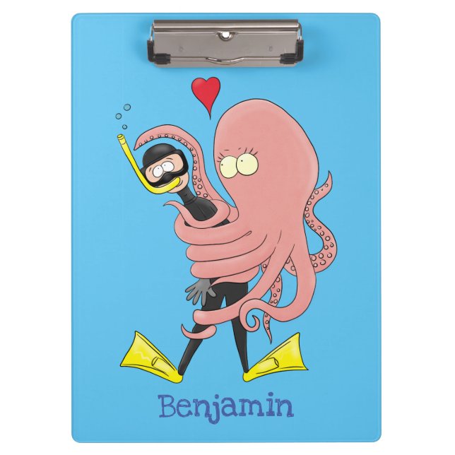 Carpeta De Pinza Gracioso pulpo abrazos buceo humor personalizado (Anverso)