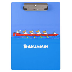 Carpeta De Pinza Graciosos pelícanos remando ilustracion personaliz