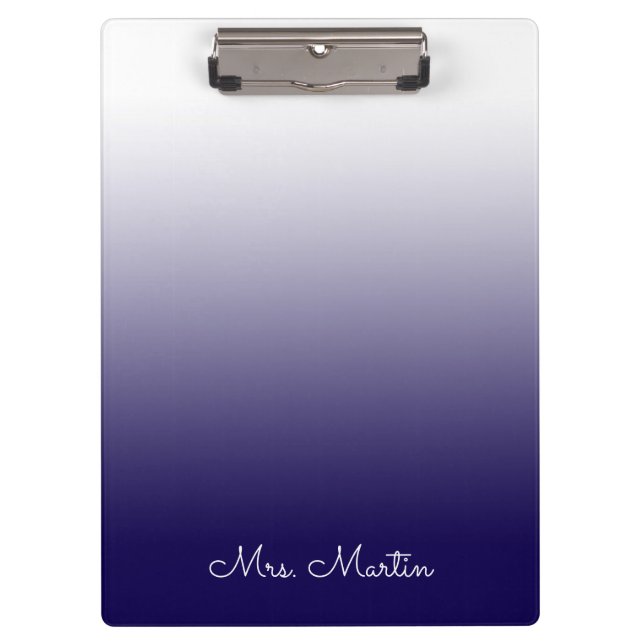 Carpeta De Pinza Gradiente Azul Oscuro Profesor Personalizado (Anverso)