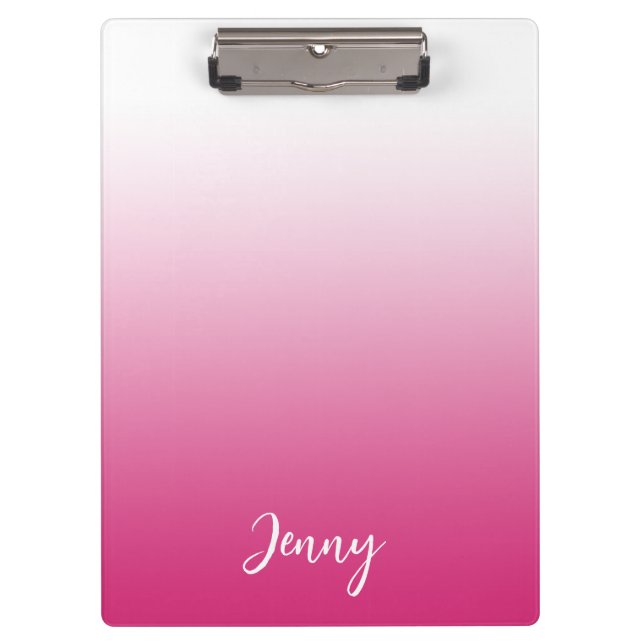 Carpeta De Pinza Gradiente blanco y rosado personalizado de Fuchsia (Anverso)