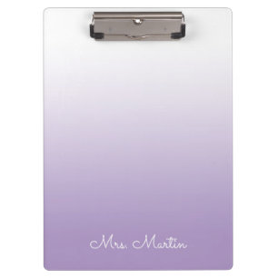 Carpeta De Pinza Gradiente de Morado Pálido Profesor Personalizado