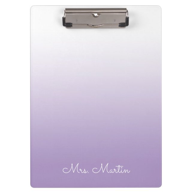 Carpeta De Pinza Gradiente de Morado Pálido Profesor Personalizado (Anverso)