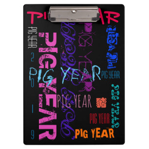 Carpeta De Pinza Graffiti estilo Repeating Pig Year 2019 Clipboard