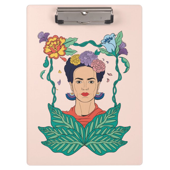 Carpeta De Pinza Gráfico del marco floral de Frida Kahlo (Anverso)